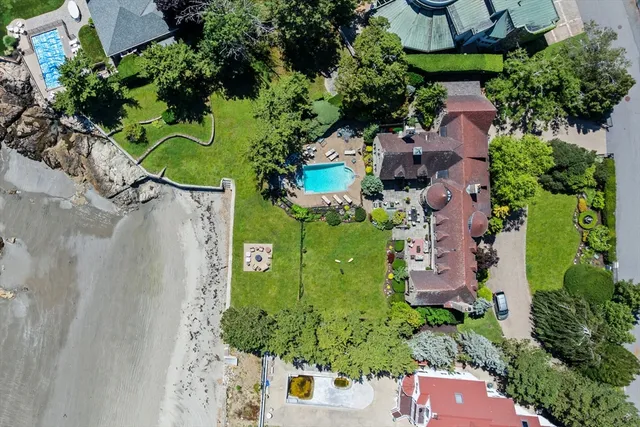 an aerial view of a house