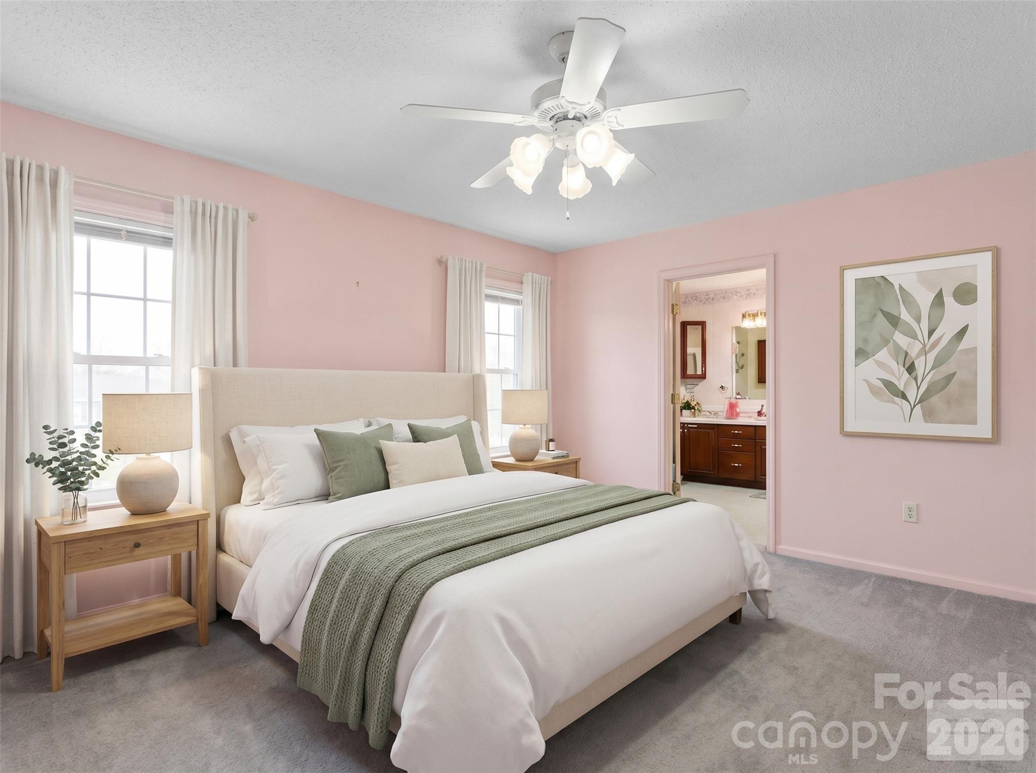 727 Jenkins Valley Road Alexander, NC 28701 - Photo 17 of 48 a bedroom with a large bed and ceiling fan