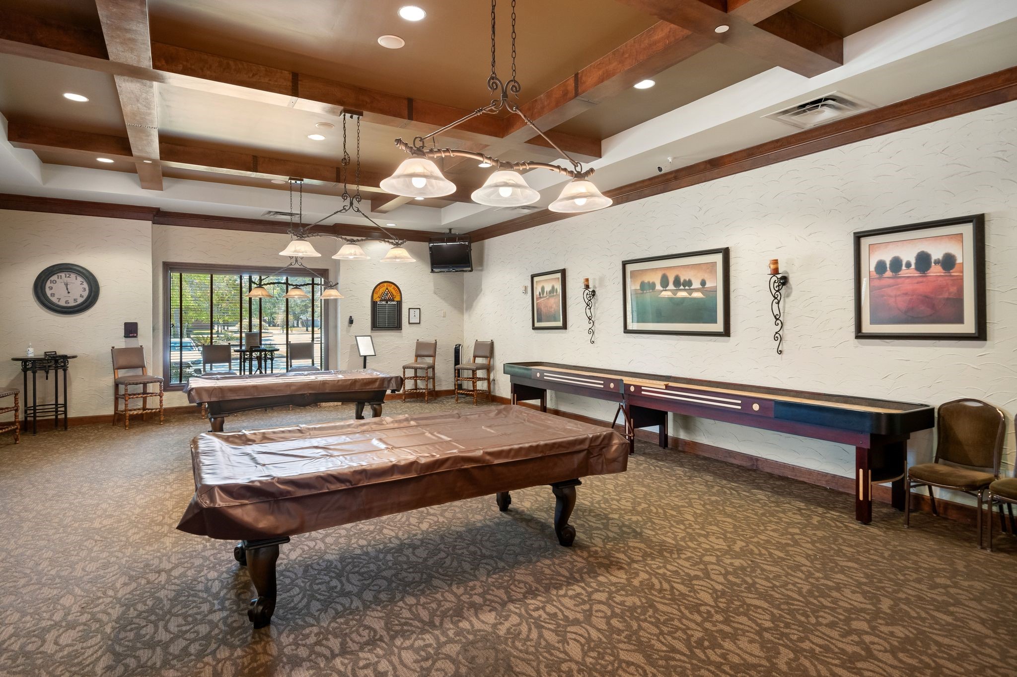 7 Sovereign Way Conroe, TX 77384 - Photo 28 of 31 a living room with furniture pool table and a ceiling fan