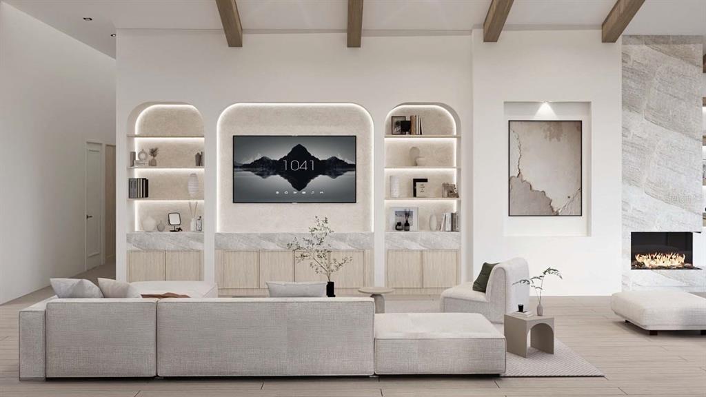 9662 Blandford Road Orlando, FL 32827 - Photo 5 of 22 a living room with furniture and a fireplace