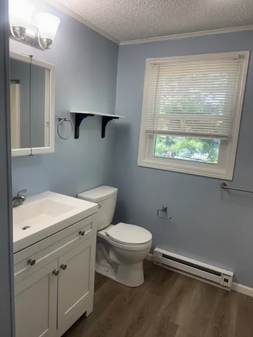 a bathroom with a toilet a sink and a window