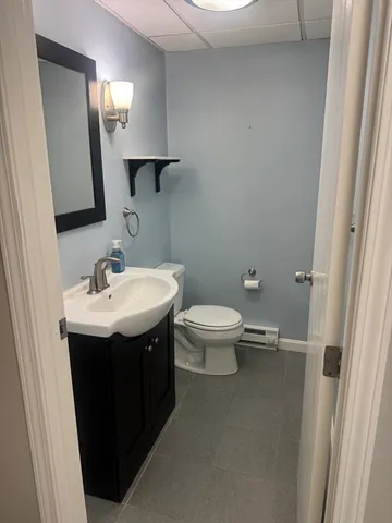 a bathroom with a bathtub