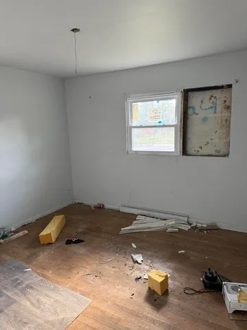 a bathroom with a bathtub