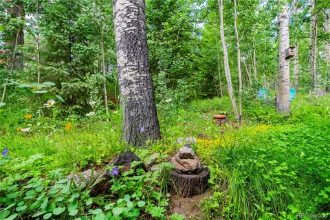a backyard of a house with lots of green space and garden view