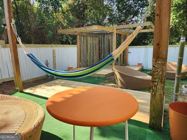 a view of outdoor seating space