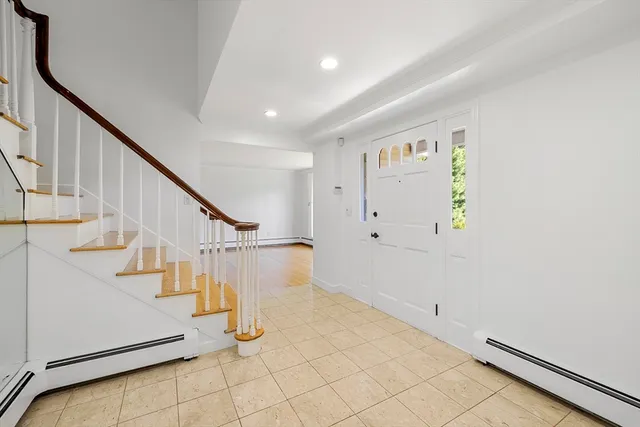 a view of a hallway with workspace