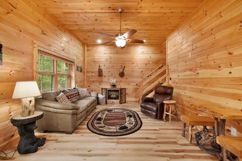 a spacious bedroom with a bed and a table