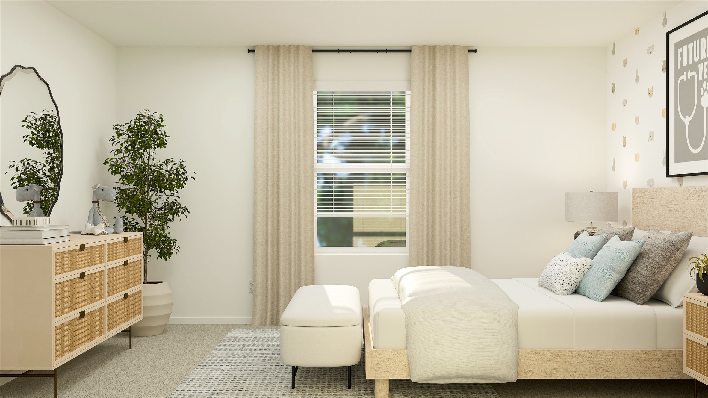 309 Stratus Lane Hutto, TX 78634 - Photo 16 of 37 a bedroom with a bed and a potted plant