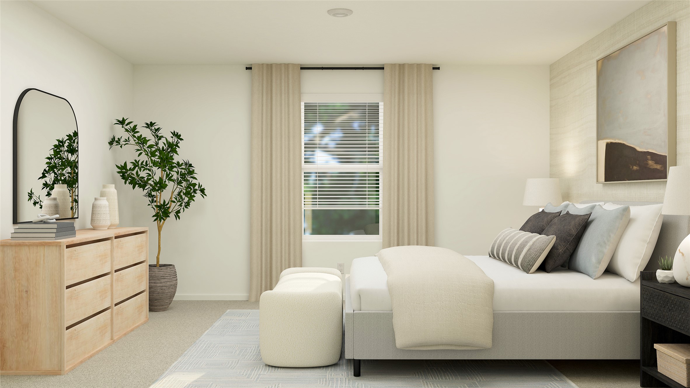 309 Stratus Lane Hutto, TX 78634 - Photo 10 of 37 a bedroom with a bed and a potted plant