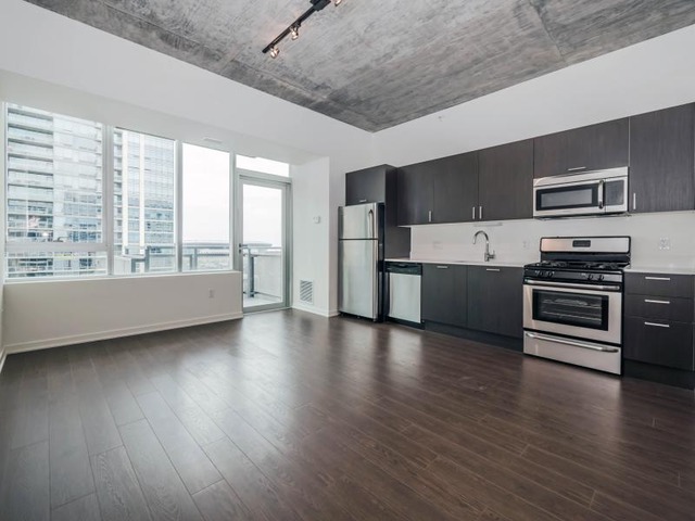 1345 South Wabash Avenue, Unit 902 Chicago, IL 60605 - Photo 8 of 10 a kitchen with stainless steel appliances a stove and wooden floor