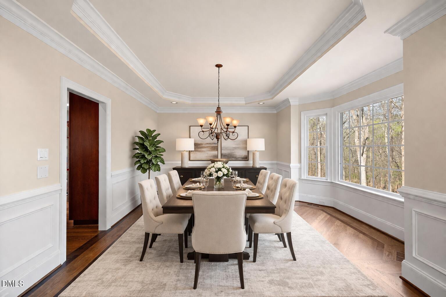 1525 Eglantyne Court Raleigh, NC 27613 - Photo 12 of 105 Elegant dining room with wooded view