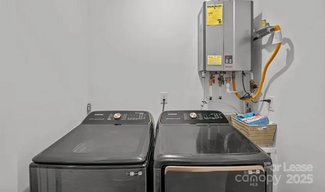 a utility room with dryer and washer