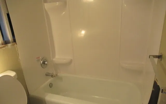 a bathroom with a bathtub