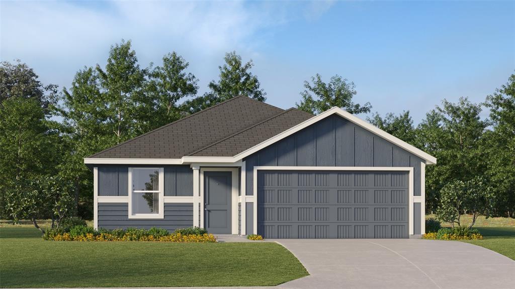 9232 Schram Road Fort Worth, TX 76179 - Photo 1 of 1 Single-story residence featuring blue horizontal siding and board-and-batten accents