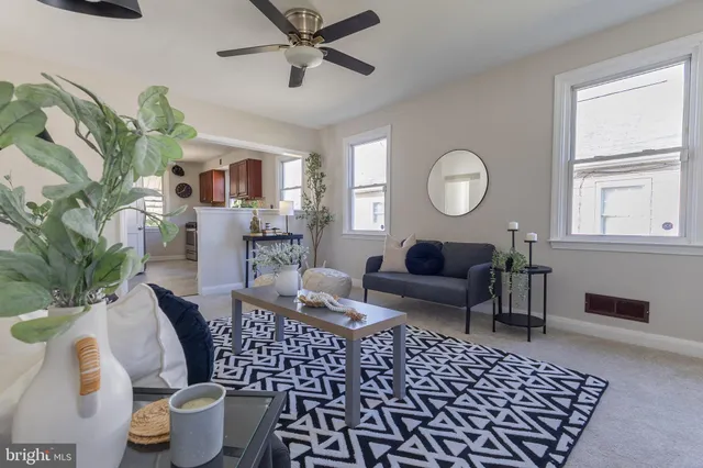 a living room with furniture