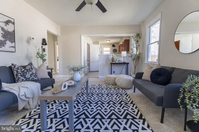 a living room with furniture