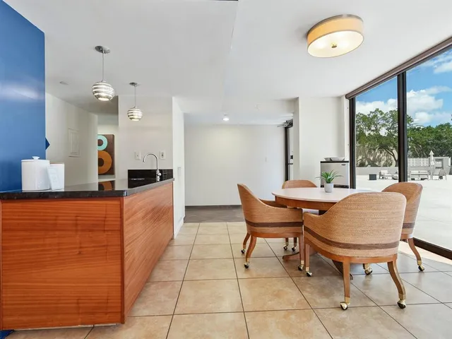 a view of a building with a street