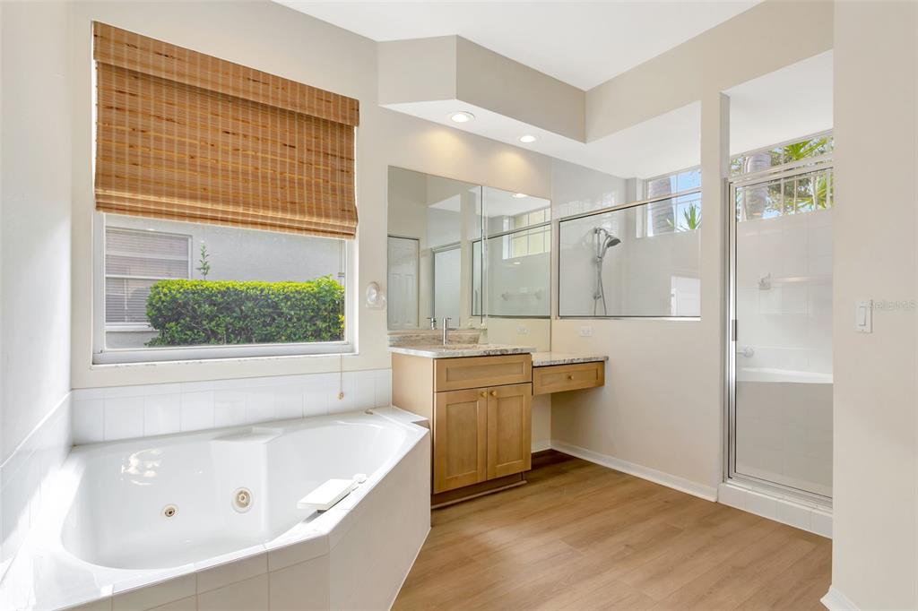 11209 Pine Lilly Place Lakewood Ranch, FL 34202 - Photo 17 of 26 a bathroom with a tub sink and mirror