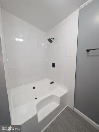 a bathroom with a bathtub