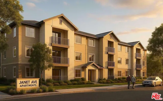 a front view of a building with street