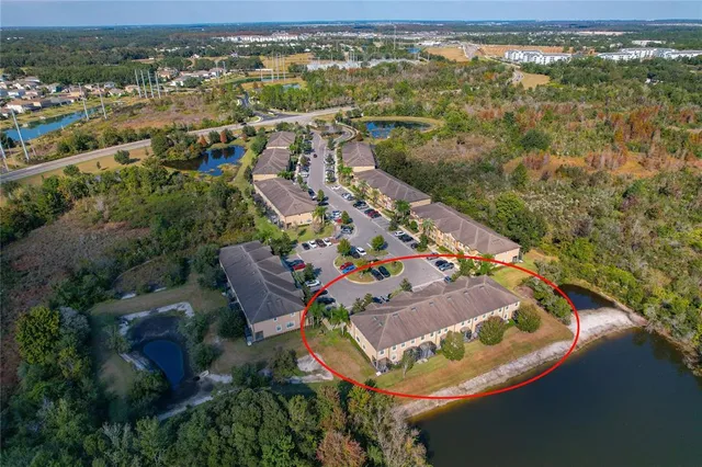 an aerial view of a house