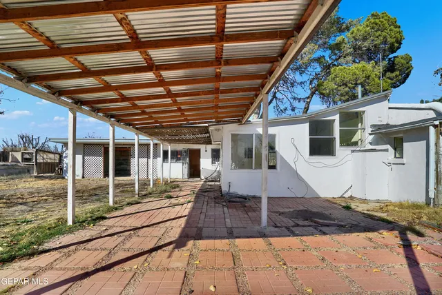 a area with wooden racks