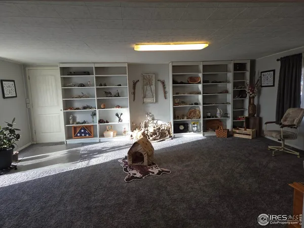a living room with furniture a window and gym equipment