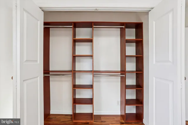 a view of a livingroom with wooden floor