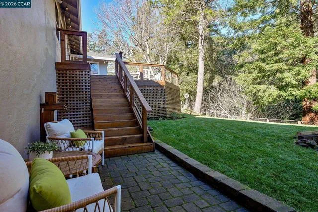 a backyard of a house with lots of green space