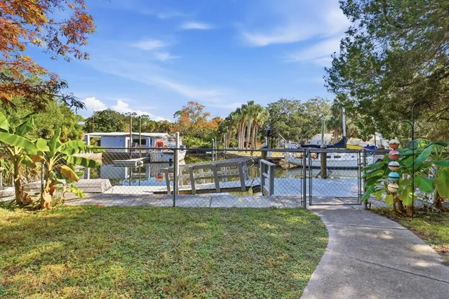 a view of a lake with a house