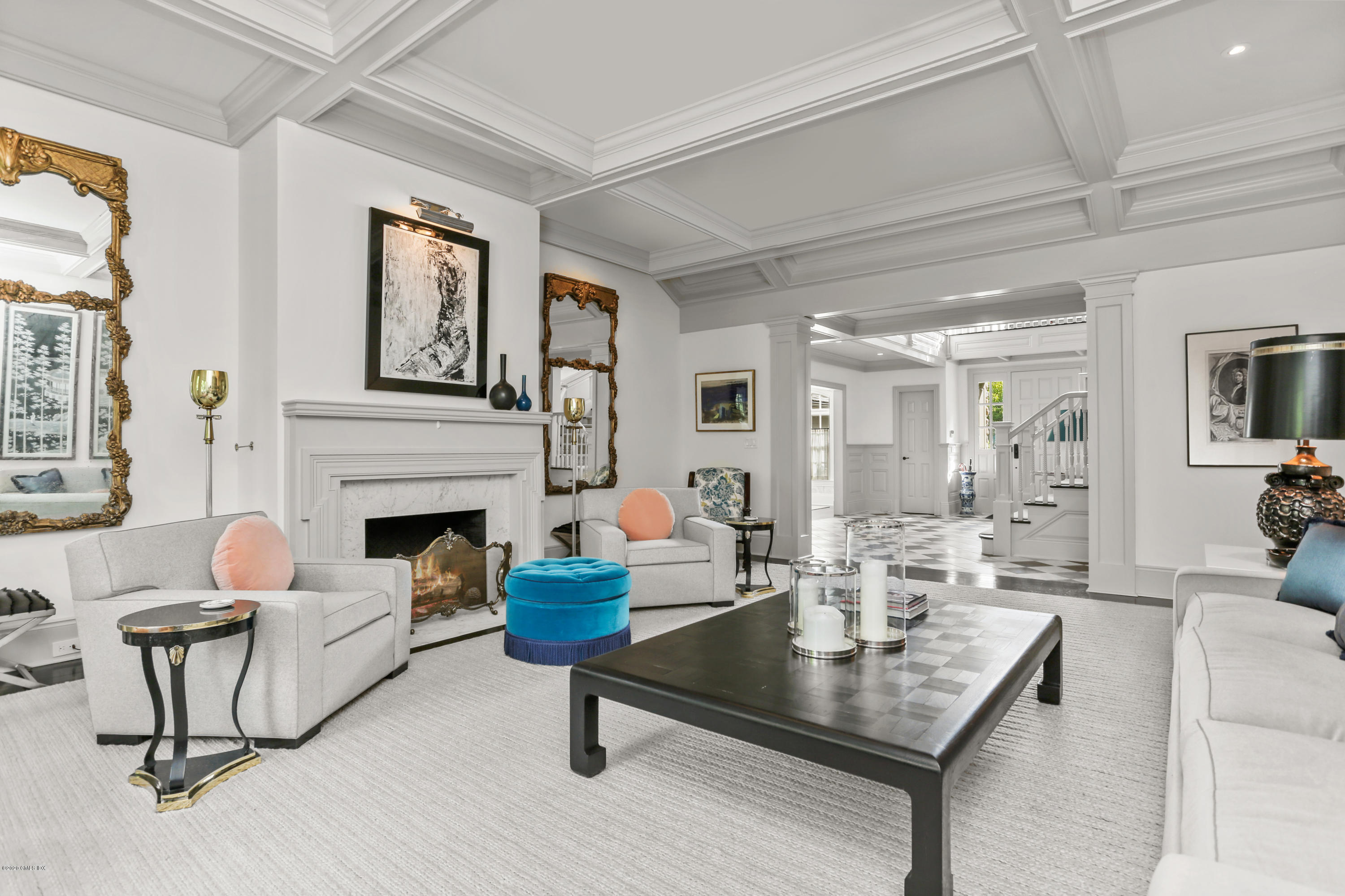 18 Chieftans Road Greenwich, CT 06831 - Photo 6 of 30 a living room with furniture and a fireplace