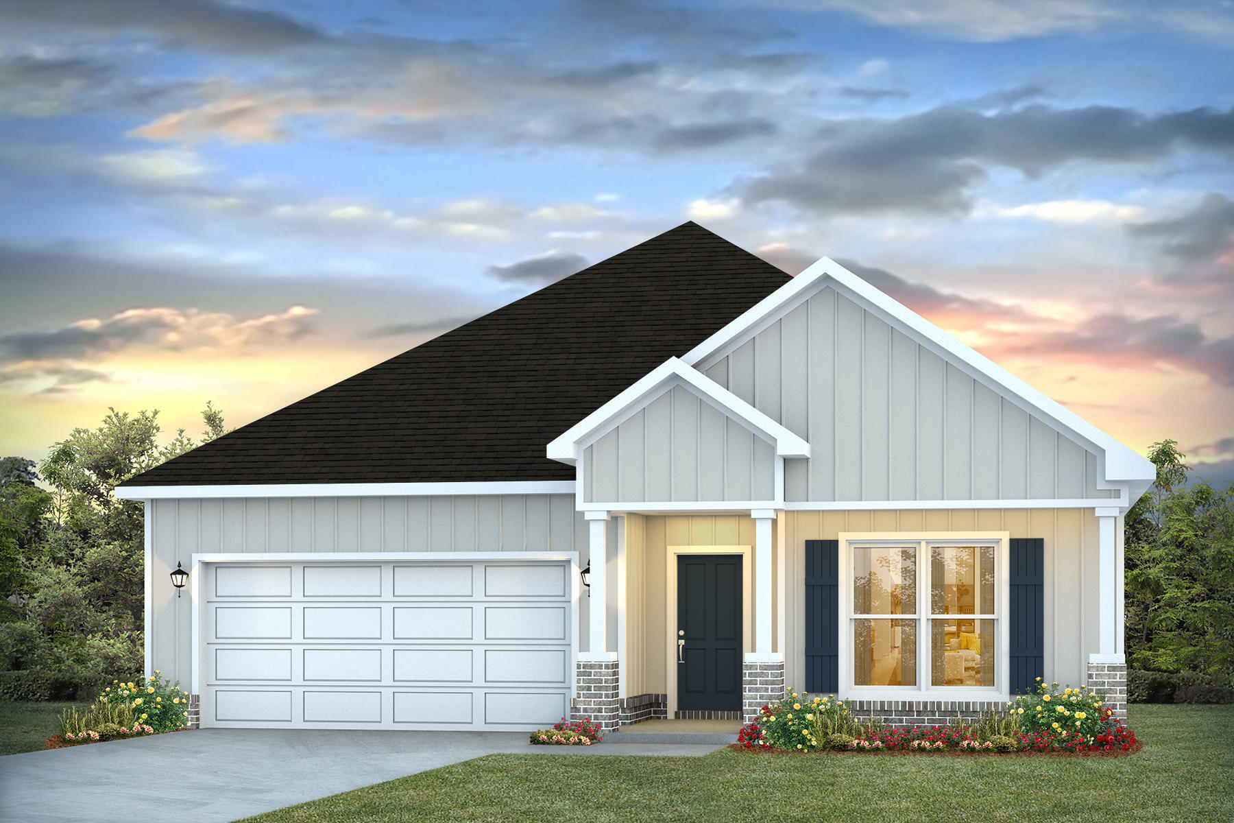 front view of a house with a yard