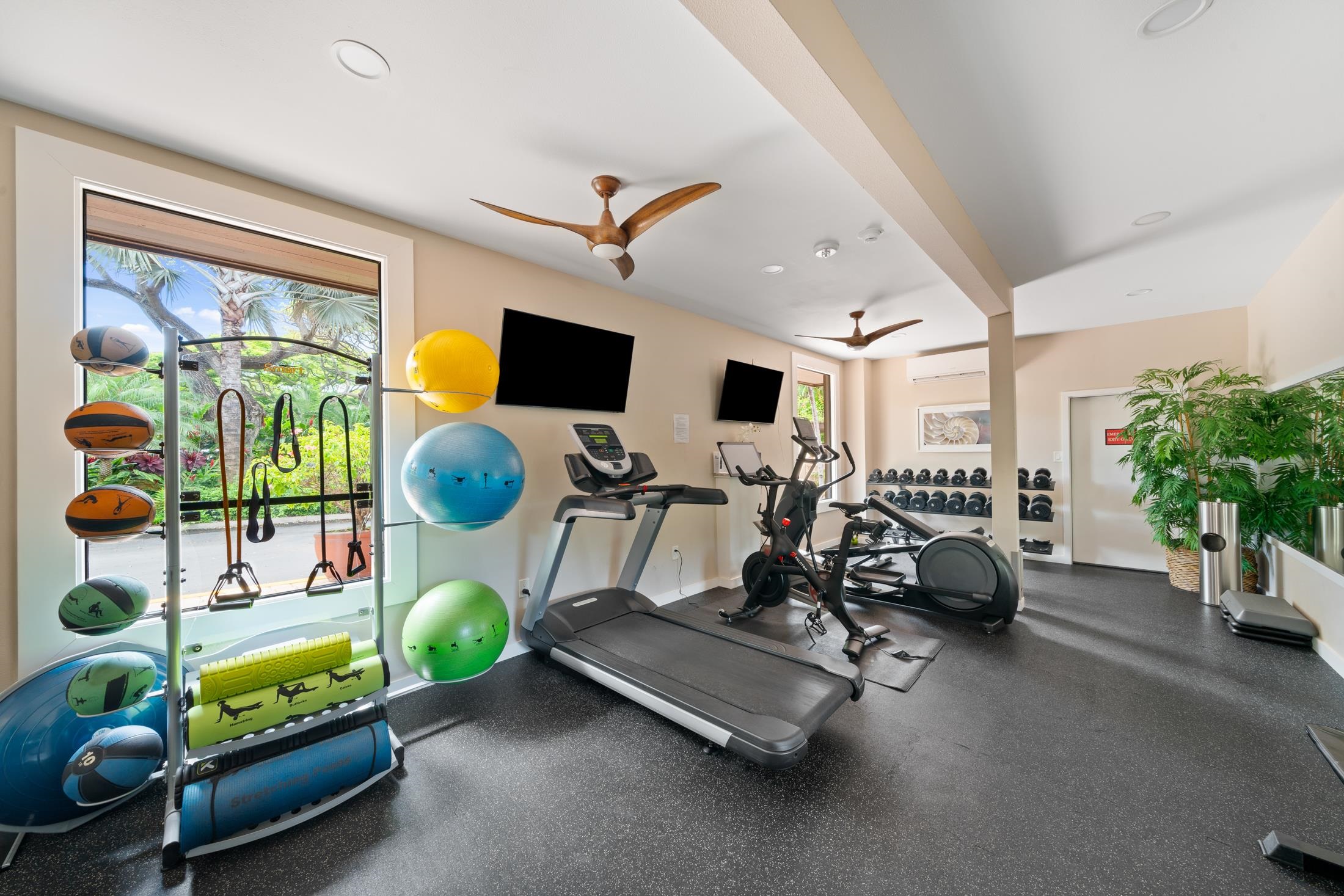 4850 Makena Alanui Road, Unit C106 Kihei, HI 96753 - Photo 45 of 49 a room with gym equipment and a flat screen tv