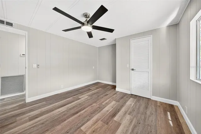 a view of a room with racks on the wall