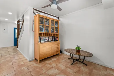a bedroom with a bed and a large closet