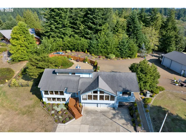 an aerial view of a house