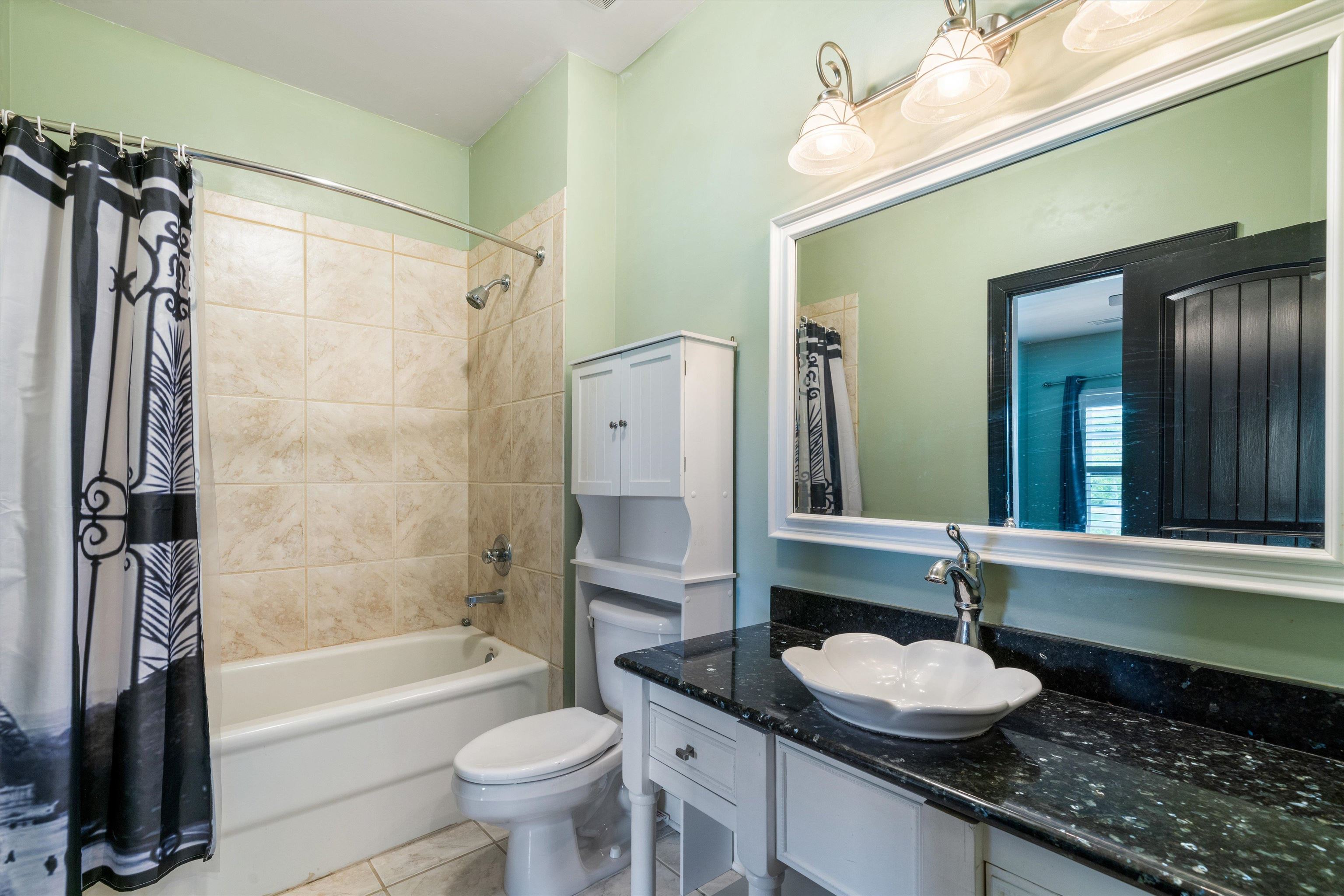 11300 Long Road Arlington, TN 38002 - Photo 28 of 39 a bathroom with a granite countertop sink toilet mirror and a bathtub