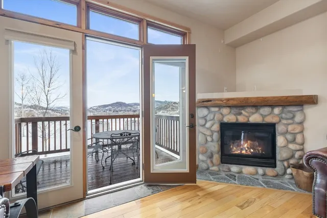 a room with fireplace and a fireplace