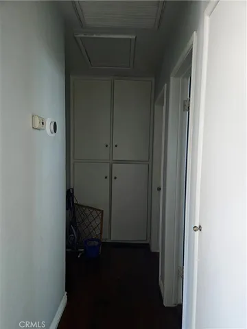 a hallway with a door in it
