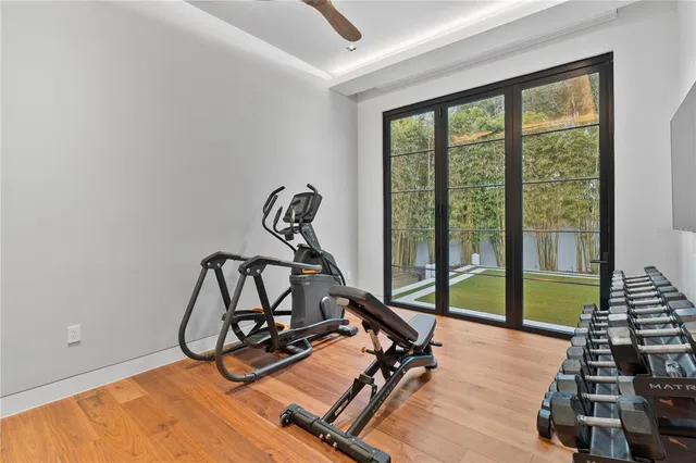 a view of a room with gym equipment