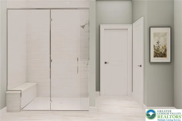 a bathroom with a shower