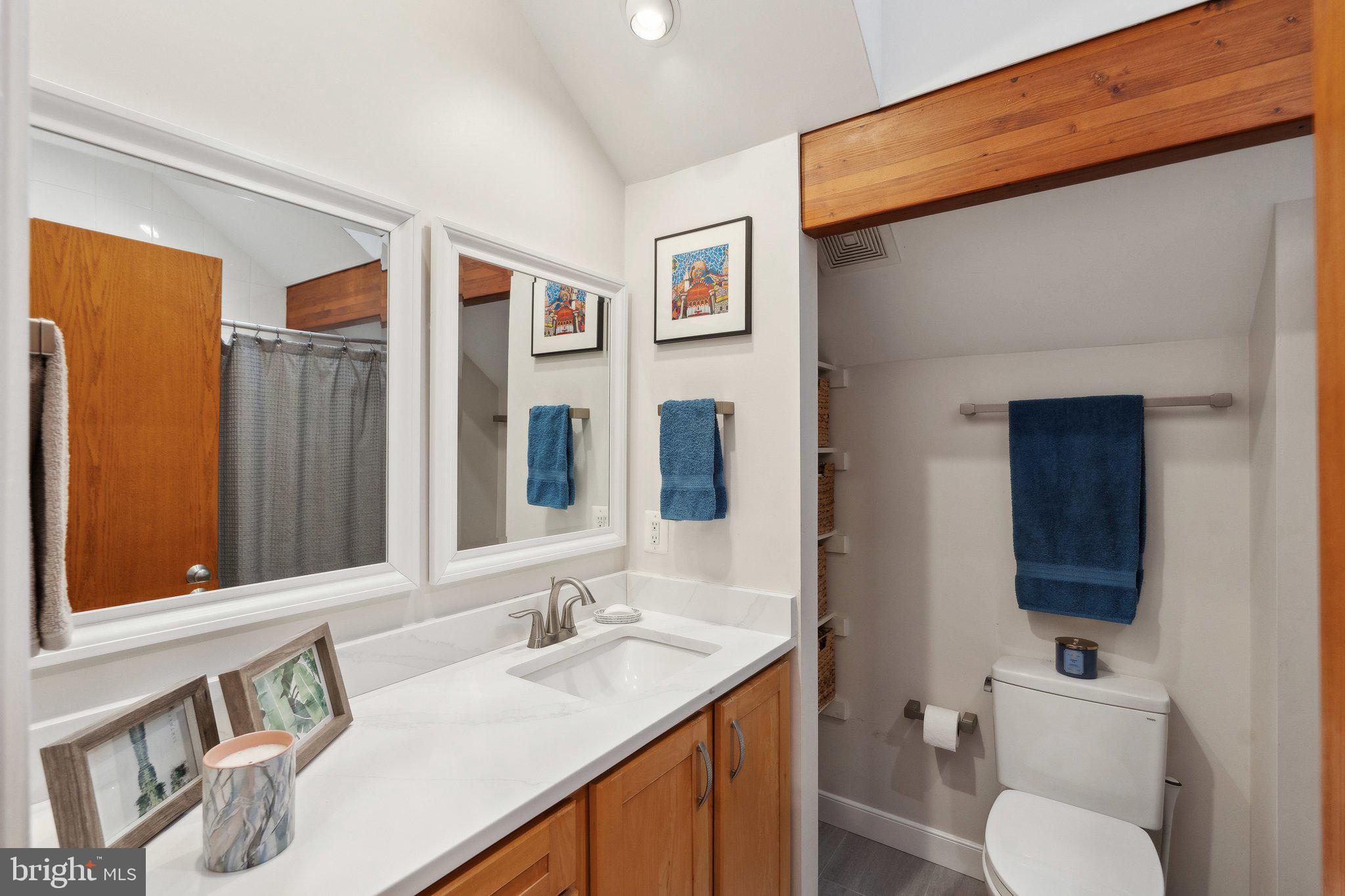 7514 A Evans Ford Road Clifton, VA 20124 - Photo 36 of 50 a bathroom with a toilet a sink and mirror