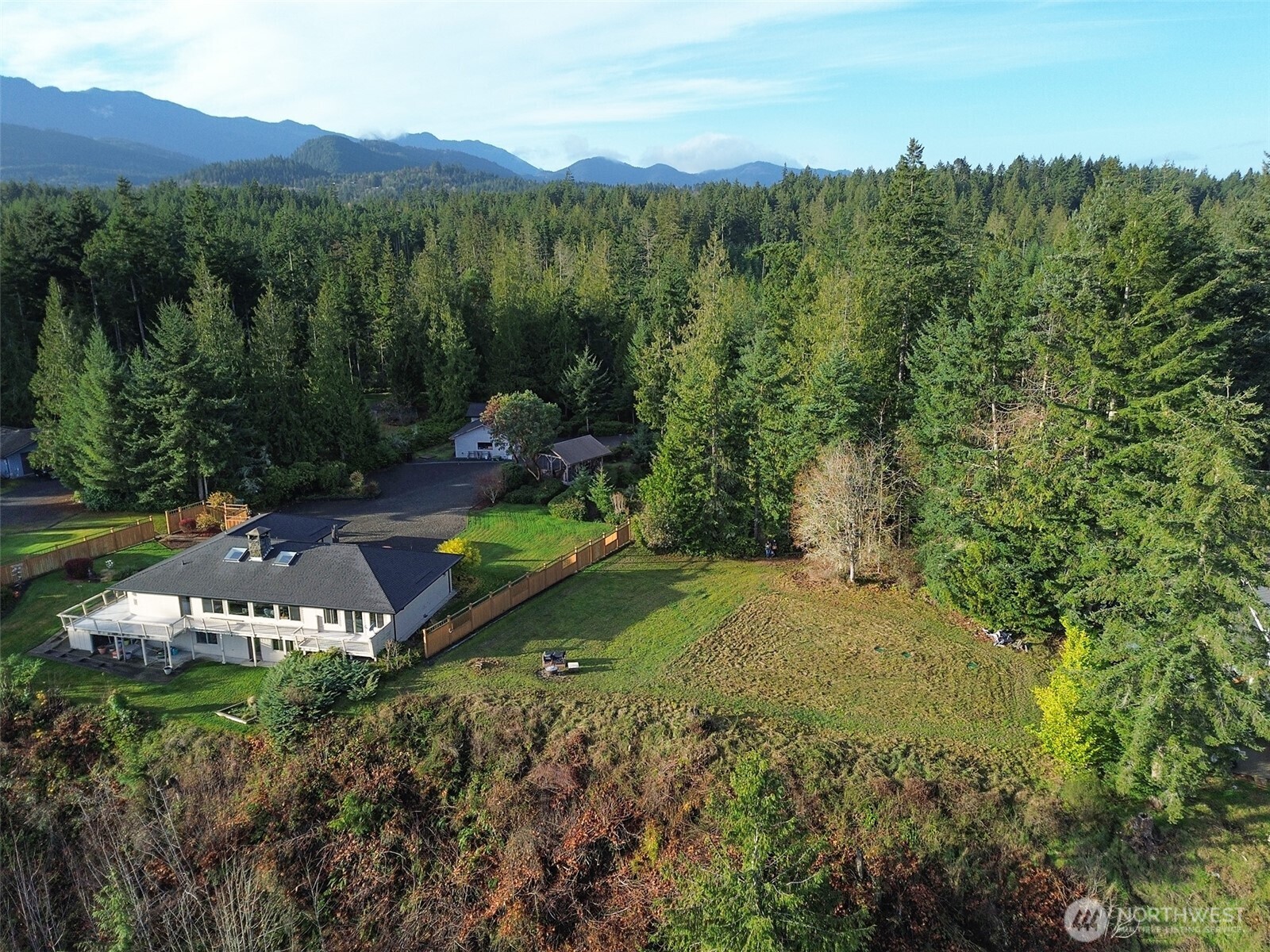 714 Hunt Road Port Angeles, WA 98363 - Photo 2 of 40 a view of a lush green forest with mountains in the background
