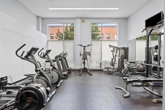 a view of a room with gym equipment