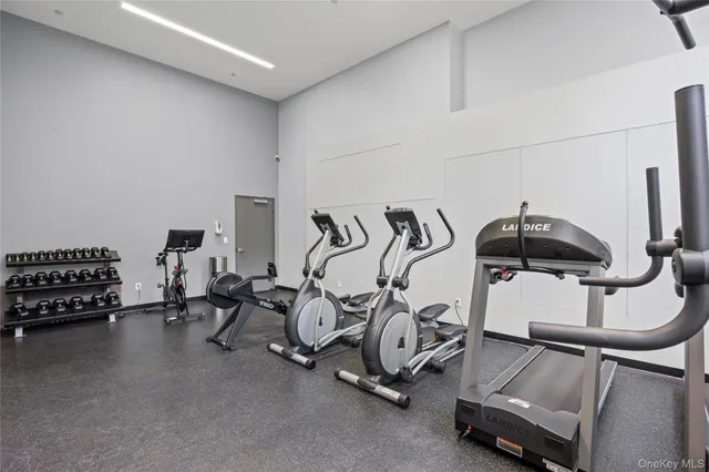 a view of a room with gym equipment
