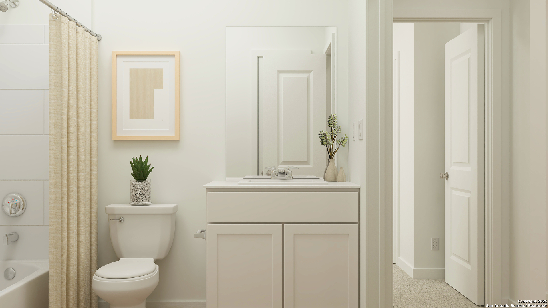 5771 Musquiz Ridge Seguin, TX 78155 - Photo 15 of 23 a bathroom with a toilet a sink and mirror