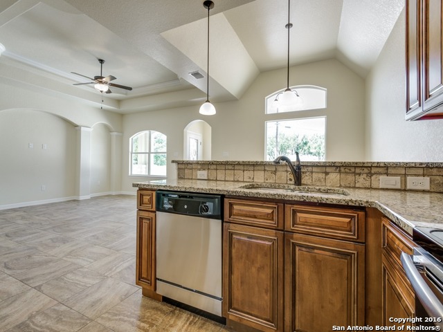 192 Weatherby Drive, Unit A Spring Branch, TX 78070 - Photo 12 of 25 a kitchen with granite countertop a sink a counter space appliances and cabinets