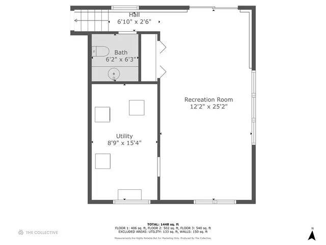 a picture of a open kitchen with a white refrigerator and cabinets