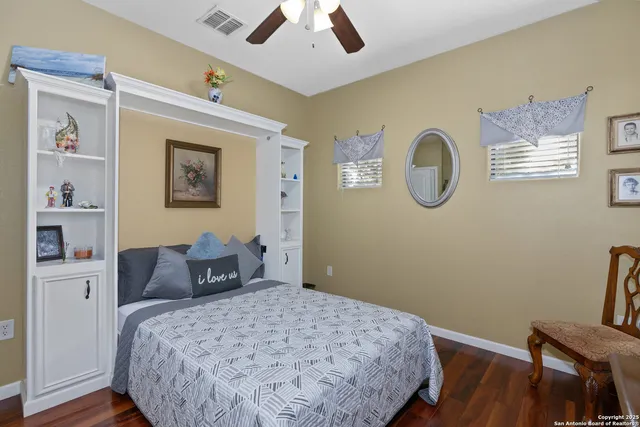 a big yard with large trees