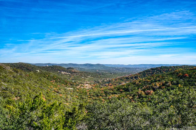 a view of a mountain range with a lush green forest